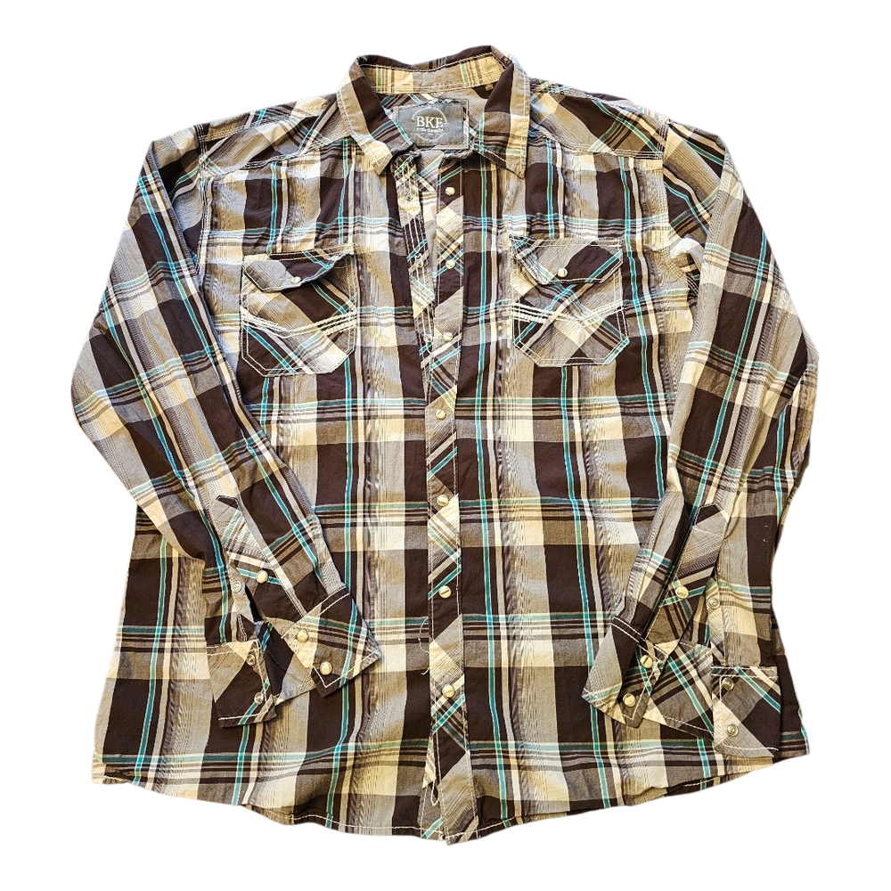 BKE Men's Multicolor Plaid Button Down Shirt